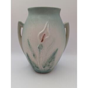 Vintage Hull Vase Calla Lily Pastel Pink Green Circa 1938 6.5"T